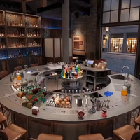 Comptoir de bar multifonctionnel en acier inoxydable sur mesure avec portes coulissantes, fonction de congélation/refroidissement, fournitures pour hôtels et restaurants