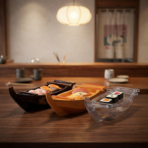 <span class=keywords><strong>Plateau</strong></span> de service transparent pour sushis, style japonais, en plastique transparent, pour restaurant, <span class=keywords><strong>plateau</strong></span> de présentation alimentaire, design moderne, vente en gros - Product Image 4