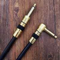 Câble de guitare série Gold 6,35 mm TS Mono coudé vers droit, gaine PVC noire, coque métallique dorée pour un look haut de gamme OEM
