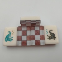 Magnifique ensemble de Mahjong américain en acrylique blanc, gravé, avec motifs Soleil éclatant, Vent, Coquille de Nautilus et Cartes Joker, jeu de société classique, coffret cadeau de fêtes