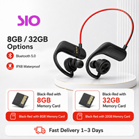 Écouteurs sans fil 5.0 étanches IPX8 avec commande par bouton, lecteur MP3 et carte mémoire, casque sport intra-auriculaire pour la course et la natation