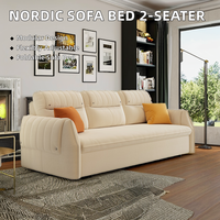 K98 # Sofá Cama Plegable de Terciopelo Tecnológico 0618, Reposabrazos de Doble Capa, Gran Almacenamiento, Modular, 3 Plazas, Sala de Estar, Acero Inoxidable
