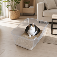 Bac à litière pour chat en plastique transparent jetable personnalisé de 60 cm, grand format, anti-fuite, pour voyage, en PET