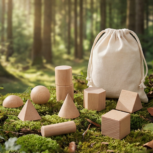 Bloques de Formas Geométricas de Madera Montessori, Círculo, Cuadrado, Triángulo y Rectángulo, Juguete Educativo para el Juego y Aprendizaje de Niños Pequeños - Product Image 3