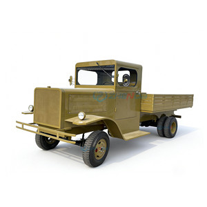 Camión de Carga Eléctrico Vintage Marrón Personalizado, Vehículo de Transporte Especial Retro, Cabina Cerrada, Plataforma de Carga Abierta - Product Image 1