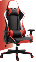 Chaise de bureau et de jeu moderne ergonomique rouge, accoudoir réglable en hauteur, meuble intelligent avec assemblage facile