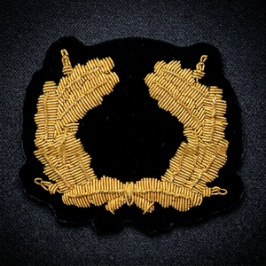 Custom Embroidered Gold Laurel Wreath <b>Sew</b>-On Fabric Patch For Uniform Garment - Product Image 1