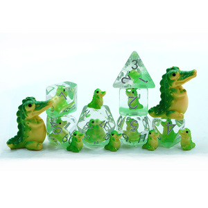 Jeu de dés RPG faits à la main de haute qualité conception de Crocodile à bord rond polyédrique alliage de Zinc en résine bon marché pour les jeux du MDN - Product Image 2