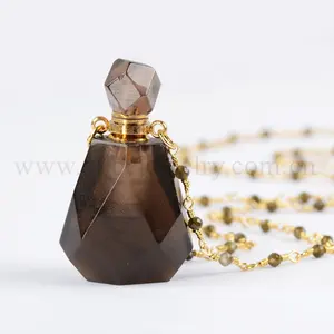 PB002 Natuurlijke Smokey kristallen parfumflesje voor ketting olie parfumflesje groothandel