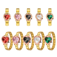 Montre à breloques italienne en forme de cœur pour femme, cadran en strass, montre-bracelet à quartz, bracelet en acier inoxydable, module italien