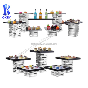 Okey tự chọn thực phẩm hiển thị đứng thiết bị nhà bếp thép không gỉ món tráng miệng Riser bánh cưới đứng món tráng miệng bảng hiển thị thiết lập - Product Image 4