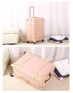 <span class=keywords><strong>Maleta</strong></span> de transporte de cuero PU hecha a mano de lujo de moda <span class=keywords><strong>antigua</strong></span> Retro Vintage, equipaje duro de tablero ligero para viajes familiares de 20 pulgadas - Product Image 5