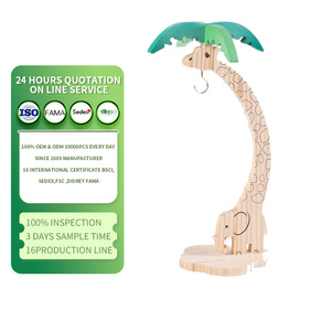 Support à bananes en bambou, joli support en <span class=keywords><strong>bois</strong></span> pour bananes avec crochet métallique pour la cuisine, rangement de fruits en forme d'animal pour une mûrissement uniforme - Product Image 1