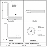 Élément chauffant vertical pour friteuse, 220V 3KW, en acier inoxydable 304, chauffage tubulaire de 8mm pour équipement de friture commercial