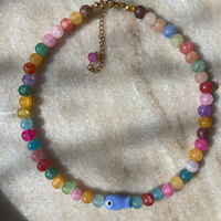 Perles de pierre naturelle colorées breloques de poisson à la main été plage OT boucle collier pour les femmes en gros