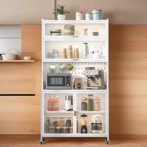Armoire de rangement murale pour cuisine, placard à vaisselle autoportant avec étagères et portes pour la maison - Product Image 1