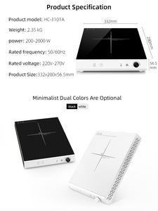 Puissance 2000W avec <span class=keywords><strong>plaque</strong></span> de cristal blanc Cuisinière à <span class=keywords><strong>induction</strong></span> électrique - Product Image 5
