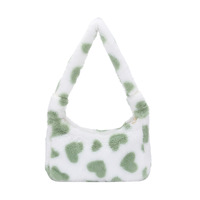 Sac à bandoulière en fausse fourrure à imprimé cœur pour femme, mini sac à main mignon, sac bandoulière doux en peluche, sac cœur en fausse fourrure tendance OEM/ODM