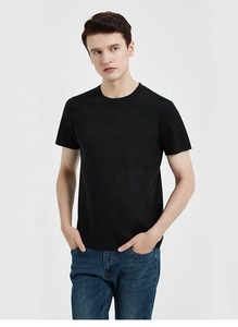 Camiseta de algodón mercerizado de doble cara con amina líquida para hombre, 100% algodón blanco de manga corta, con costuras triples y fibra larga. - Product Image 4