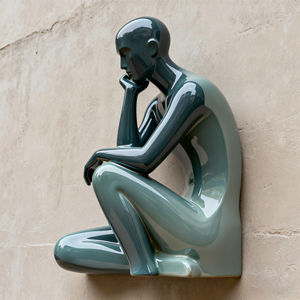 W075 Sculpture murale personnalisable « Le Penseur » Art déco moderne, décoration suspendue pour anniversaires, pour la maison et les espaces commerciaux - Product Image 5