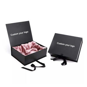 Wholesale Custom Logo Luxury Black Magnetic Wig Paper Cardboard Box with Foam Insert Packaging Gift