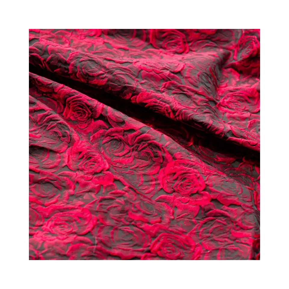 Trung Quốc nhà máy bán buôn hoa thiết kế chất liệu voan dệt mỏng mềm ngu si đần độn màu đỏ hoa hồng vải Ăn mặc