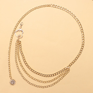 สร้อยคอเอวหลายชั้นสำหรับผู้หญิง จี้รูปหัวใจ โลหะผสมสังกะสี สไตล์ฮิปฮอป ใส่ได้ทุกวัน - Product Image 6