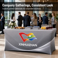 Nappes de table personnalisées en spandex extensible texturé par sublimation pour hôtels, banquets, centres de conférence et réceptions haut de gamme