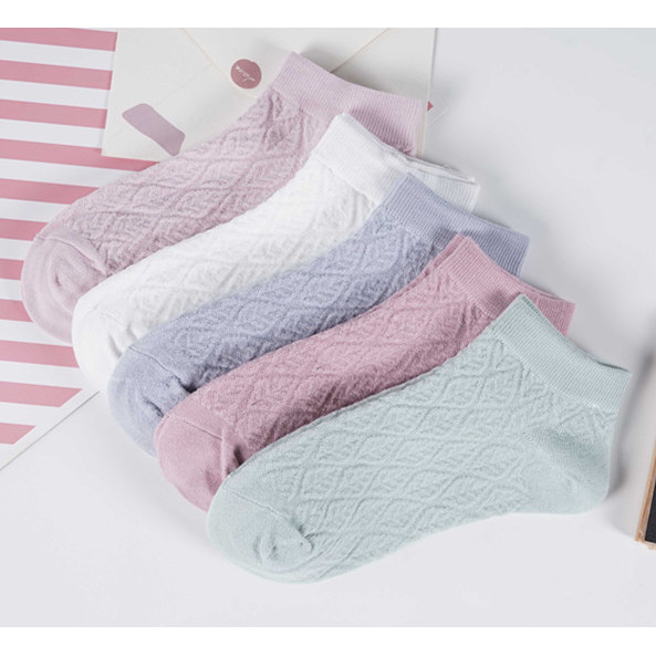 Women's ankle socks [5 colors, small diamond pattern]