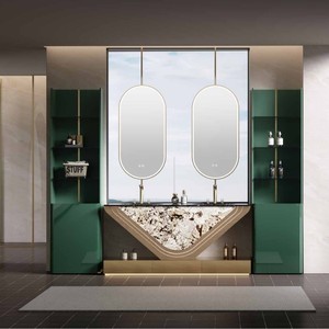 Meuble-lavabo de salle de bain en acier inoxydable Bokejia avec vasque en céramique 900x550mm, style moderne minimaliste, miroir et éclairage inclus - Product Image 2