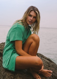 T-shirt Casual da donna in cotone 100% taglie forti in spugna verde elegante e all'ingrosso t-shirt in cotone Over Size - Product Image 5