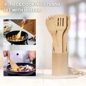 Cuillères en bambou WDF en gros pour ustensiles de cuisine, lot de <span class=keywords><strong>6</strong></span> ustensiles de cuisine en bambou pour ustensiles de cuisine - Product Image 2