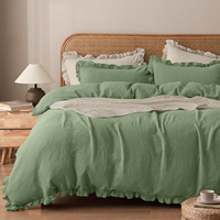 Housse de couette certifiée Oeko-Tex 100% coton, bord festonné, 200TC, ensemble de 2 pièces, 135x200cm, linge de lit en mousseline, super doux et respirant
