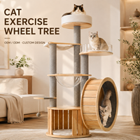 Arbre à chat personnalisé avec roue d'exercice, mobilier multifonctionnel pour chat avec poteaux à gratter, plateformes et condo OEM ODM