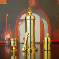 HT Sainte Messe Ensemble Valise À La Main Cas Plaqué Or Calice Avec Cuillère Orthodoxe Catholique Etiquette Fournitures