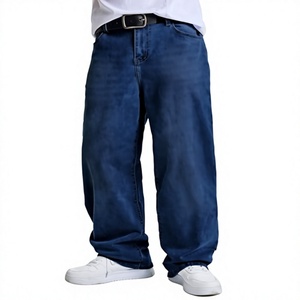 Men's Straight Leg Denim Jeans Mid Waist Loose Fit Regular Wash Cotton Casual Style Autumn Wear - Product Image 1