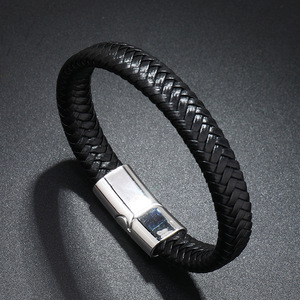 Bracelet en cuir PU tressé bicolore pour homme, bracelet en cuir tissé, bracelet tendance pour homme, cadeau - Product Image 5