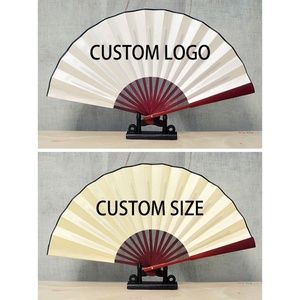 Customized New Design Promotional Large Big Size 33cm Fabric Printing Logo Foldable Hand Fan - Product Image 6