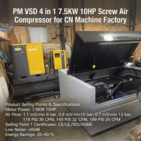 Compresseur d'air à vis PM VSD 4-en-1 AirHorse 7,5 kW 10 CV 8 bars 39 CFM 300L CE ASME pour fonctionnement 24/7 en usine de fabrication CNC