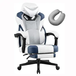 뜨거운 크고 키가 큰 사무실 PC 의자 흰색 파란색 의자 게임 프로 인체 공학적 안락 의자 게이머 컴퓨터 메쉬 게임 의자