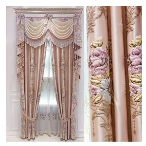 Manufacturers supply luxury European jacquard embroidery curtains for living room and bedroom