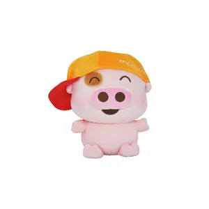 McDull Doll Round Rolly Pet Prankster Pig Animal de peluche-Adorable Companions - On-The-Go Fun + Yellow Hat