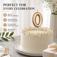 Bougie d'anniversaire en or mat avec chiffres 0-9, bougie décorative pour gâteau, sans fumée, pour fête, anniversaire, vente en gros