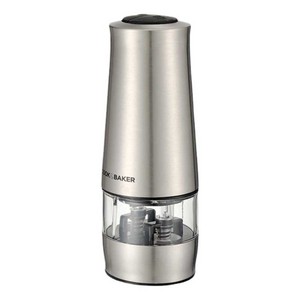 Moulin à poivre électrique en acier inoxydable 2 en 1, forme cylindrique réglable avec couvercle en métal pour la cuisine, moulin à sel et à poivre - Product Image 2