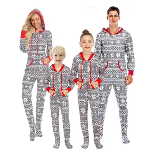Großhandel Long Plus Size Erwachsene Kinder Pyjamas Onesie Santa Claus Baumwolle Familie Weihnachten Overalls