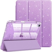 Compatible avec iPad A16 11e génération 11 pouces 2025, étui pour iPad, coque scintillante avec dos transparent brillant, porte-crayon