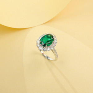 925 <b>Silver</b> Cultivated <b>Emerald</b> <b>Ring</b> <b>Silver</b> <b>Ring</b> Cultivated Gemstone <b>Ring</b> <b>Emerald</b> Gemstone RingLadies' <b>ring</b> Z - Product Image 2