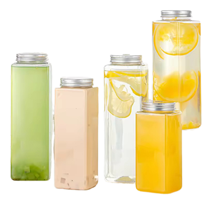 Botellas de Plástico PET Cuadradas de 500 ml con Tapa de Rosca para Bebidas, Té con Leche, Jugo, Refresco, Champaña, Agua Mineral - Product Image 1