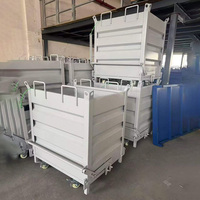 Bac à déchets en métal de grande taille à ouverture supérieure, empilable, pour chariot élévateur, pour chantier de construction