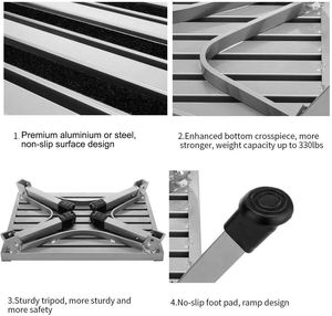 Tapis antidérapant, échelle pliante en aluminium, plateforme de travail, marchepied, marchepied pour <span class=keywords><strong>la</strong></span> maison, <span class=keywords><strong>caravane</strong></span> - Product Image 2